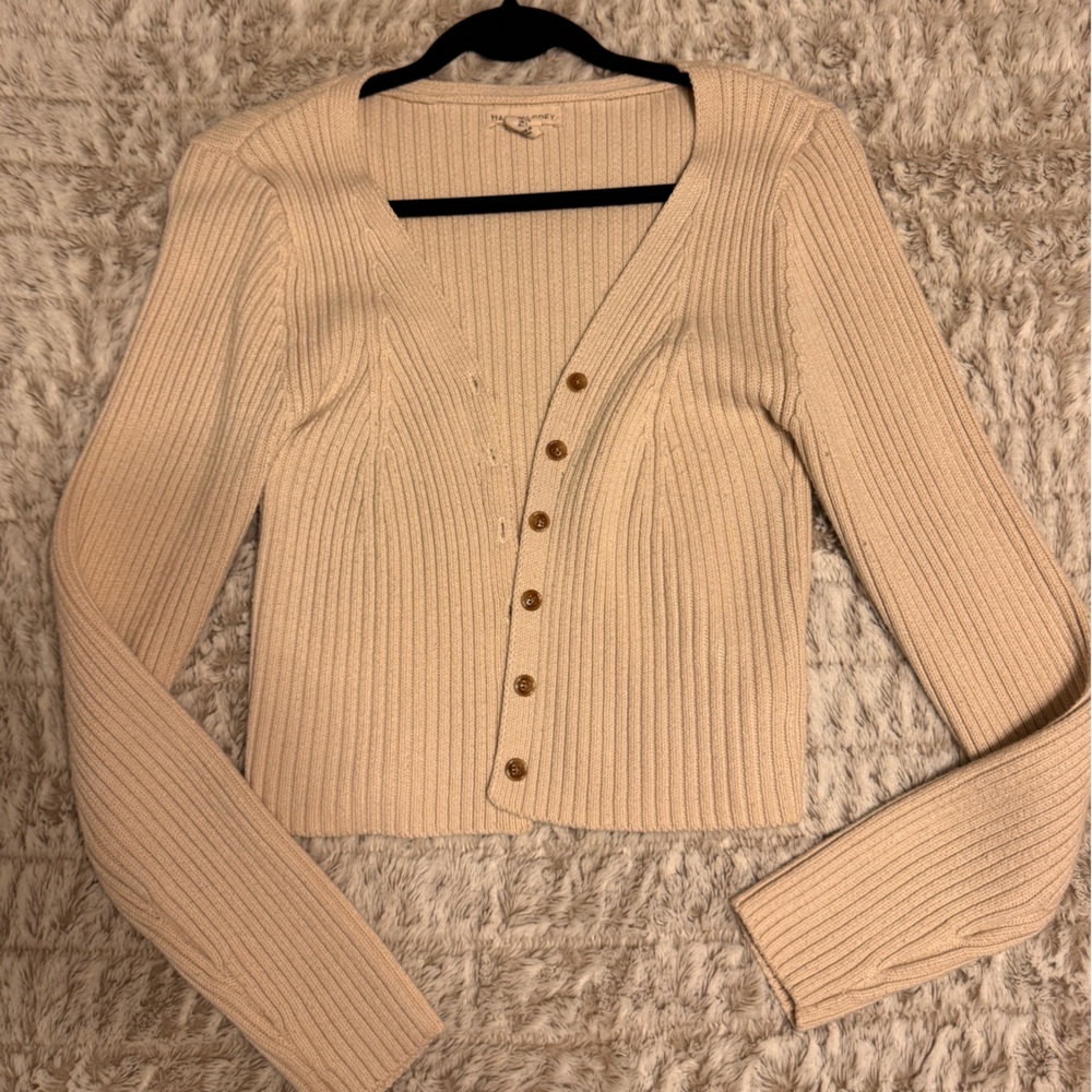 Button up cream colored crop sweater LG